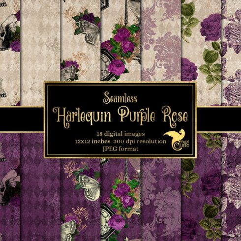 Harlequin Purple Rose Digital Paper cover image.