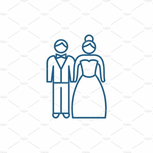 Newlyweds line icon concept cover image.