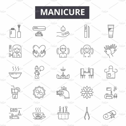 Manicure line icons, signs set cover image.
