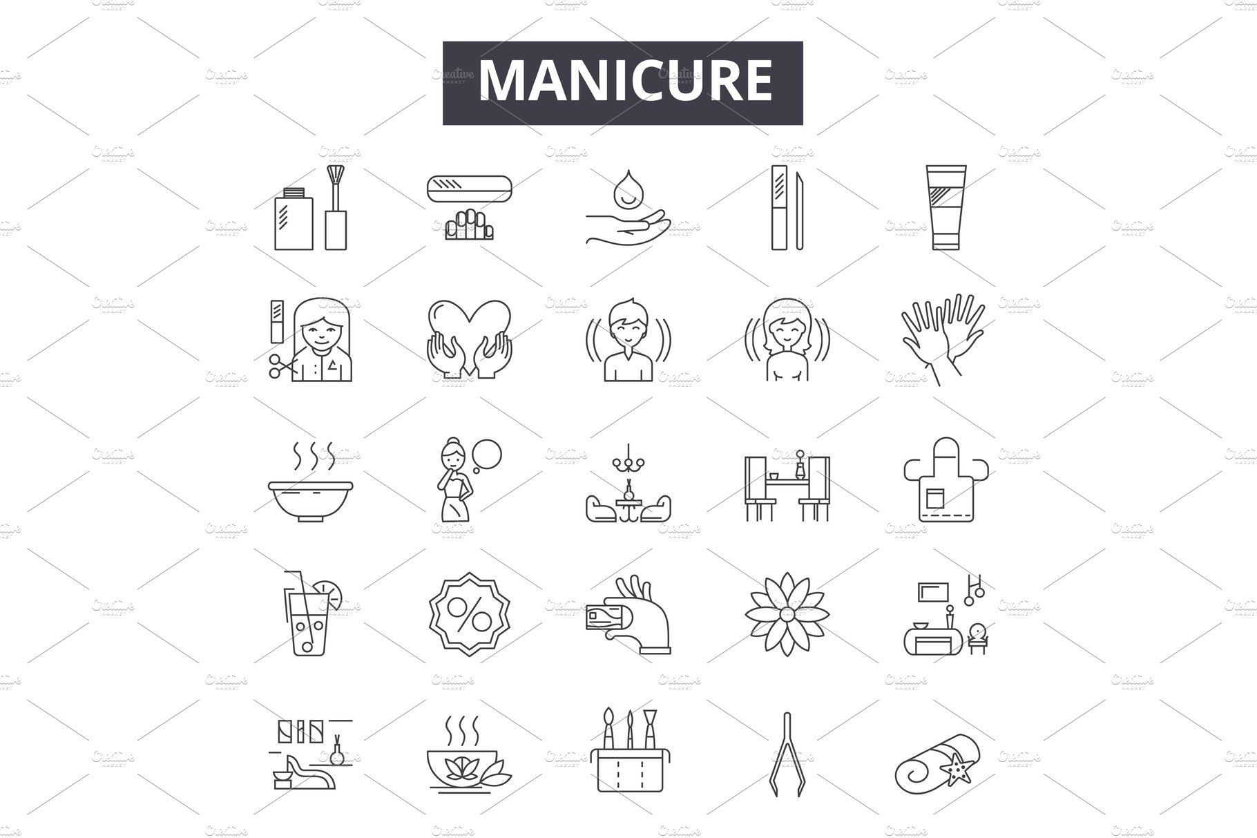 Manicure line icons, signs set cover image.