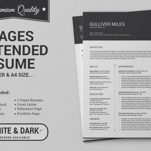 2 Pages Resume CV | Extended Pack cover image.