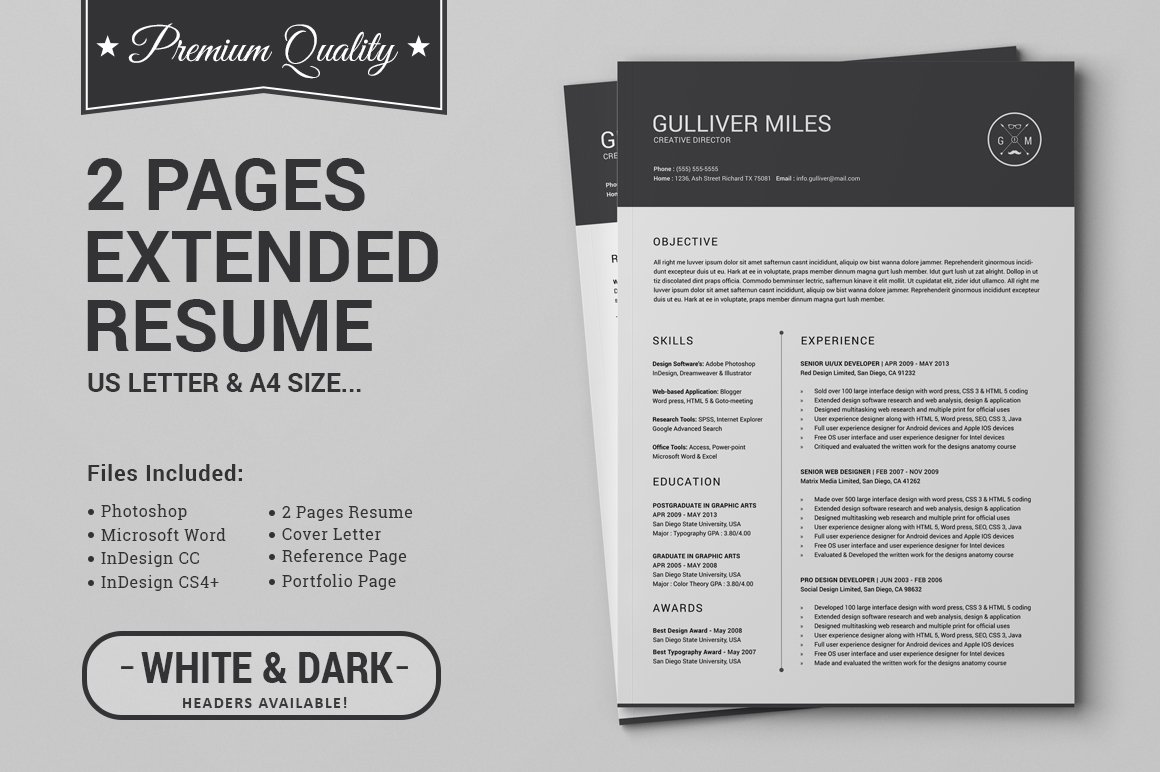 2 Pages Resume CV | Extended Pack cover image.