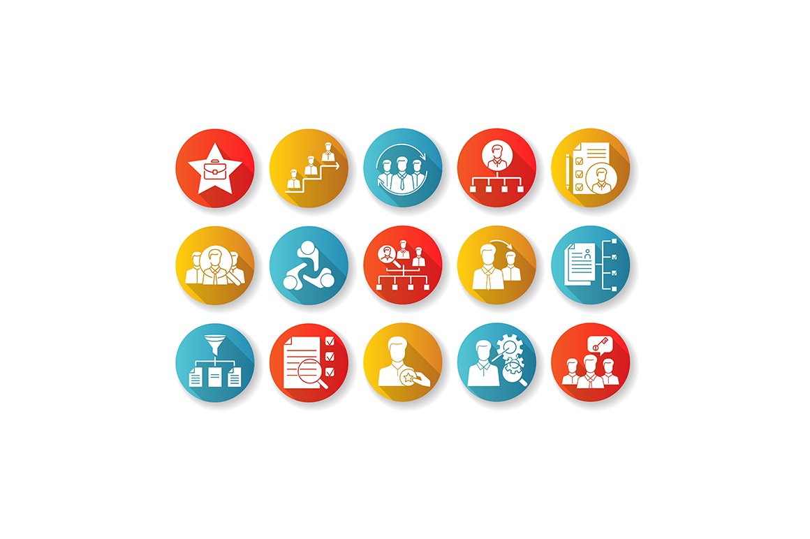 Headhunting flat design icons set cover image.