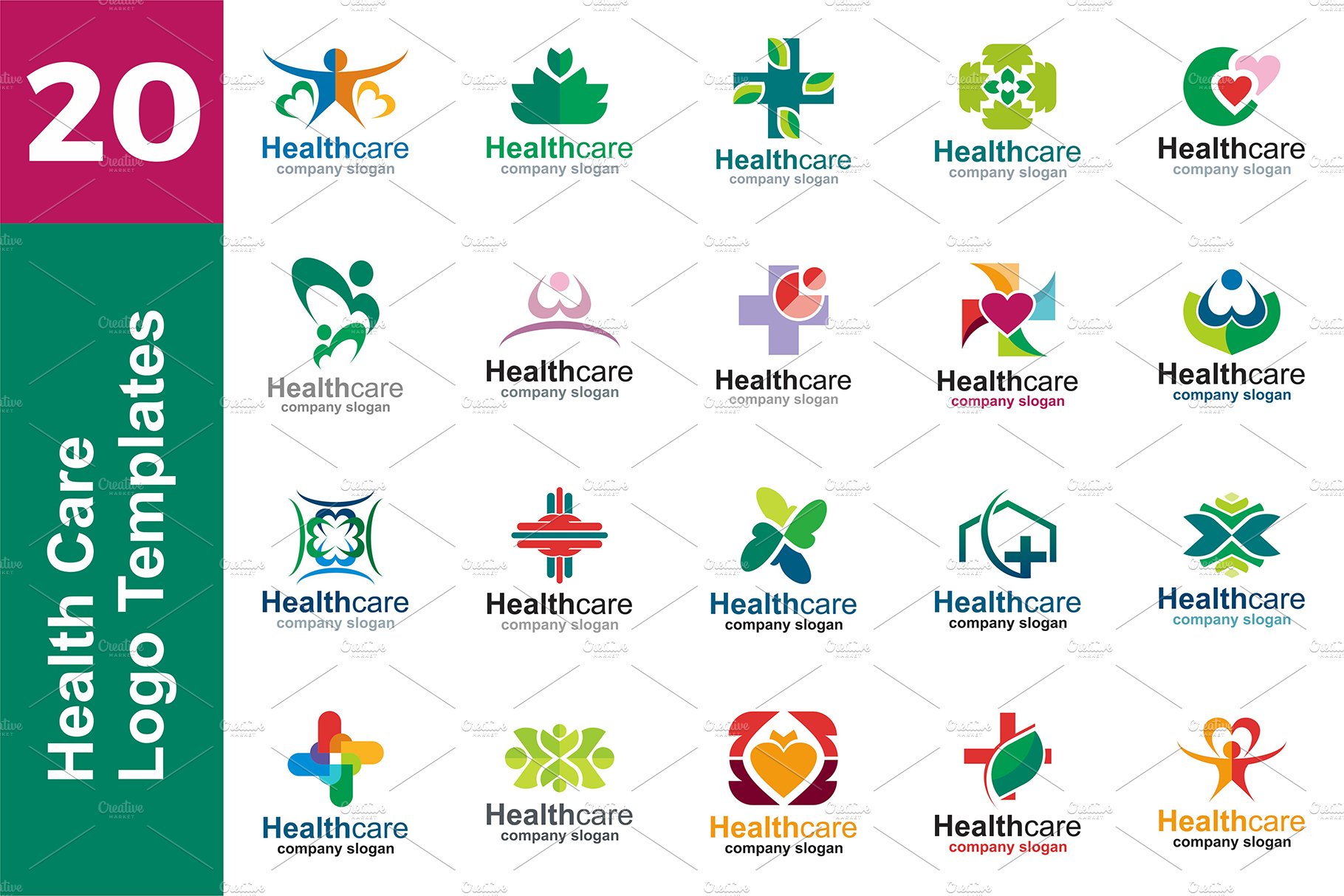 20 Logo Health Care Templates Bundle cover image.