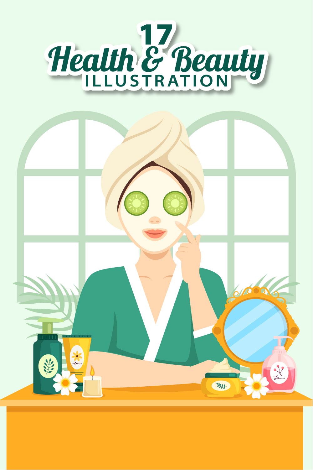 17 Beauty and Health Illustration pinterest preview image.
