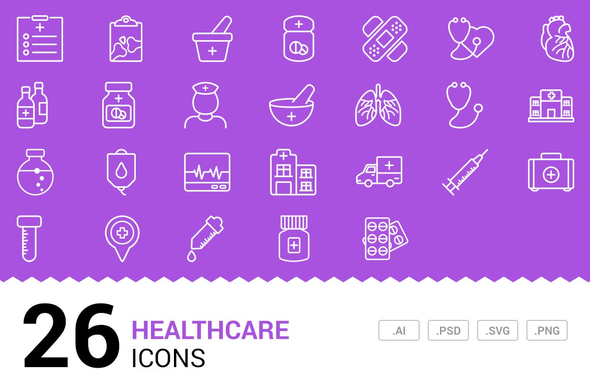 Healthcare - Vector Line Icons cover image.