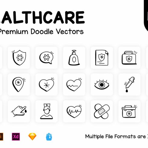 150 Medical and Healthcare Icons cover image.