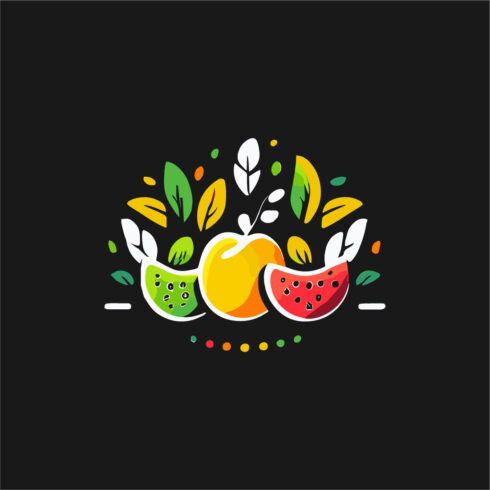 Healthy fruits illustration logo cover image.