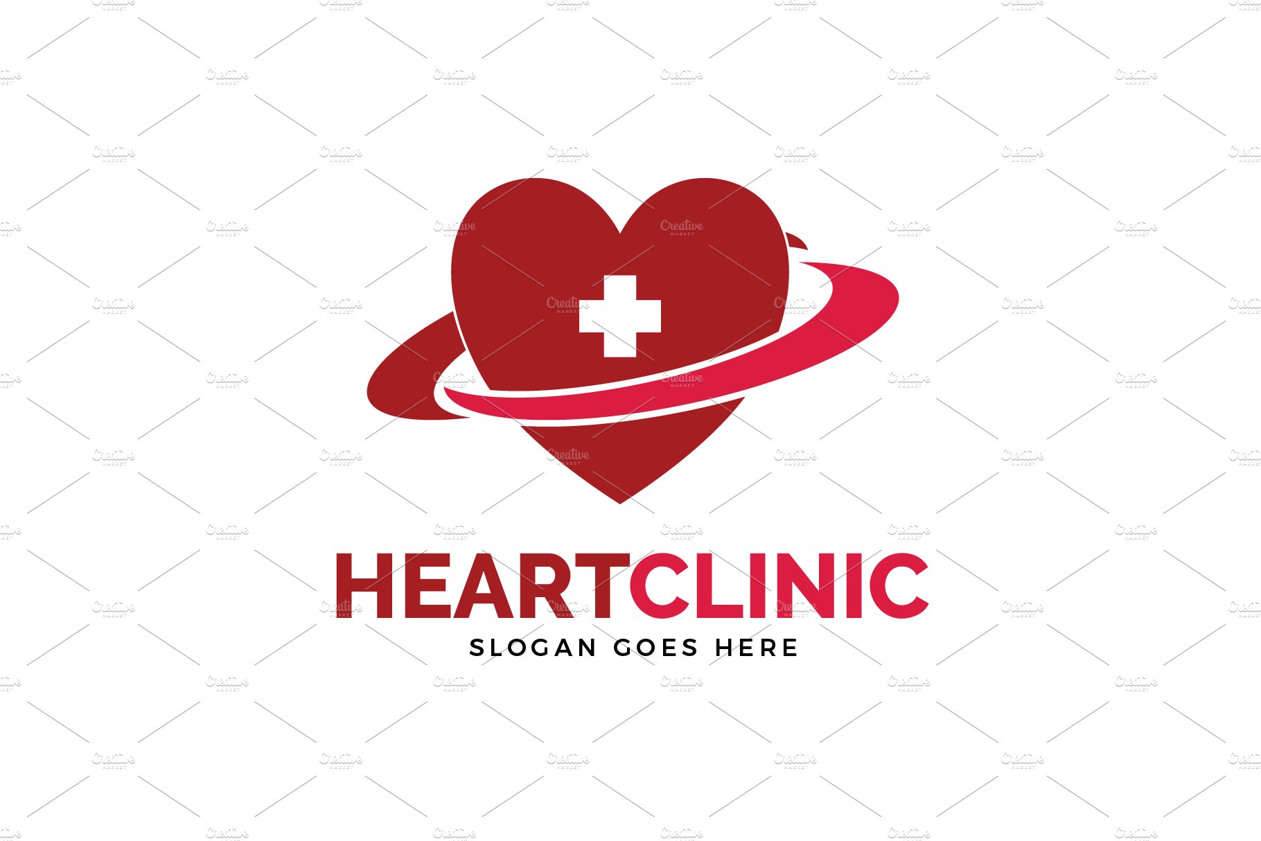 Heart Clinic Logo Template preview image.