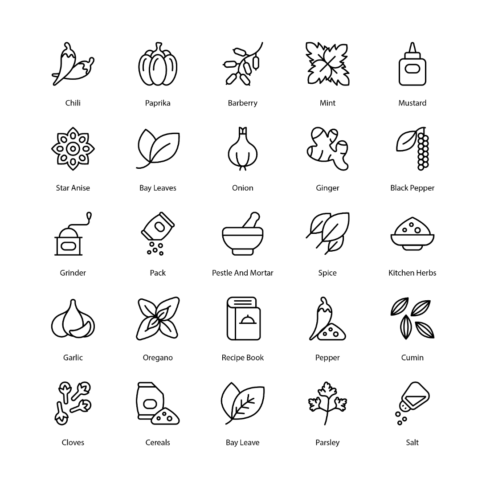 Herbs and Spices Icon Set cover image.