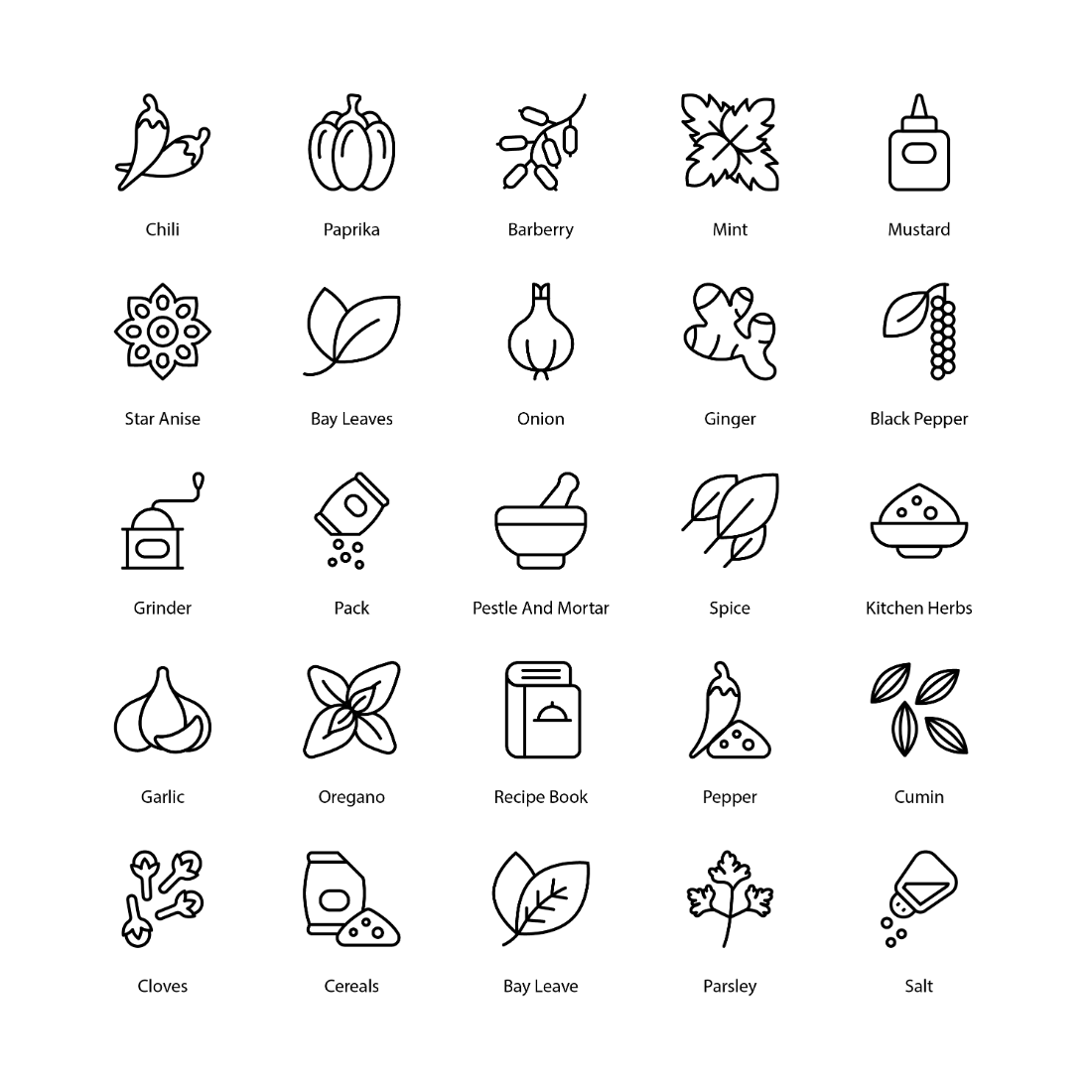 Herbs and Spices Icon Set cover image.