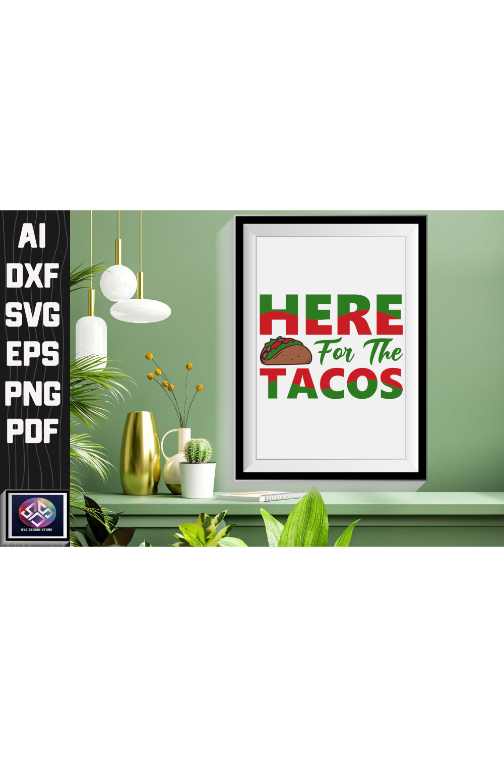 Here For The Tacos pinterest preview image.