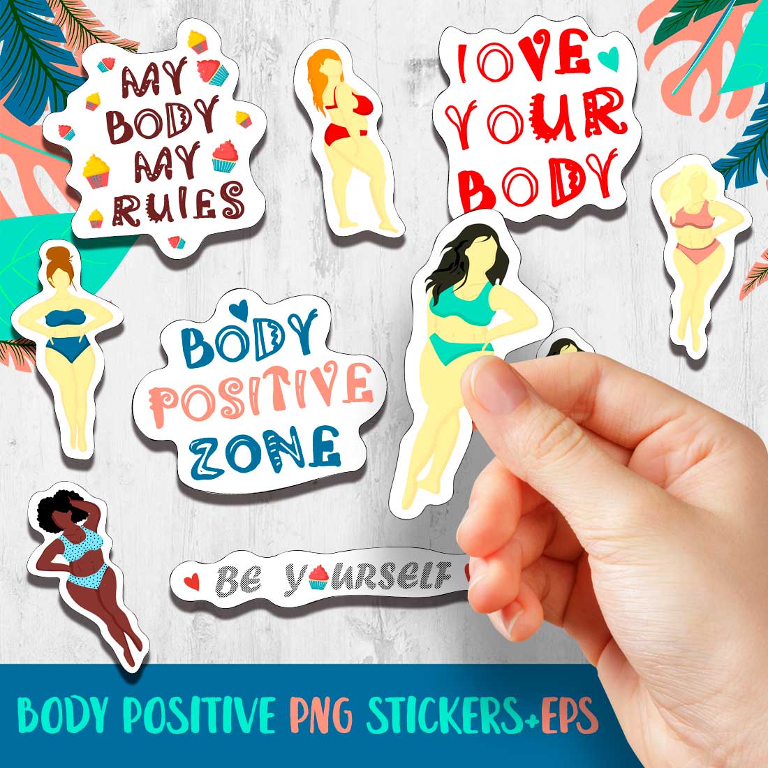 Body Positivity Sticker Bundle | Motivational Sticker Bundle PNG cover image.