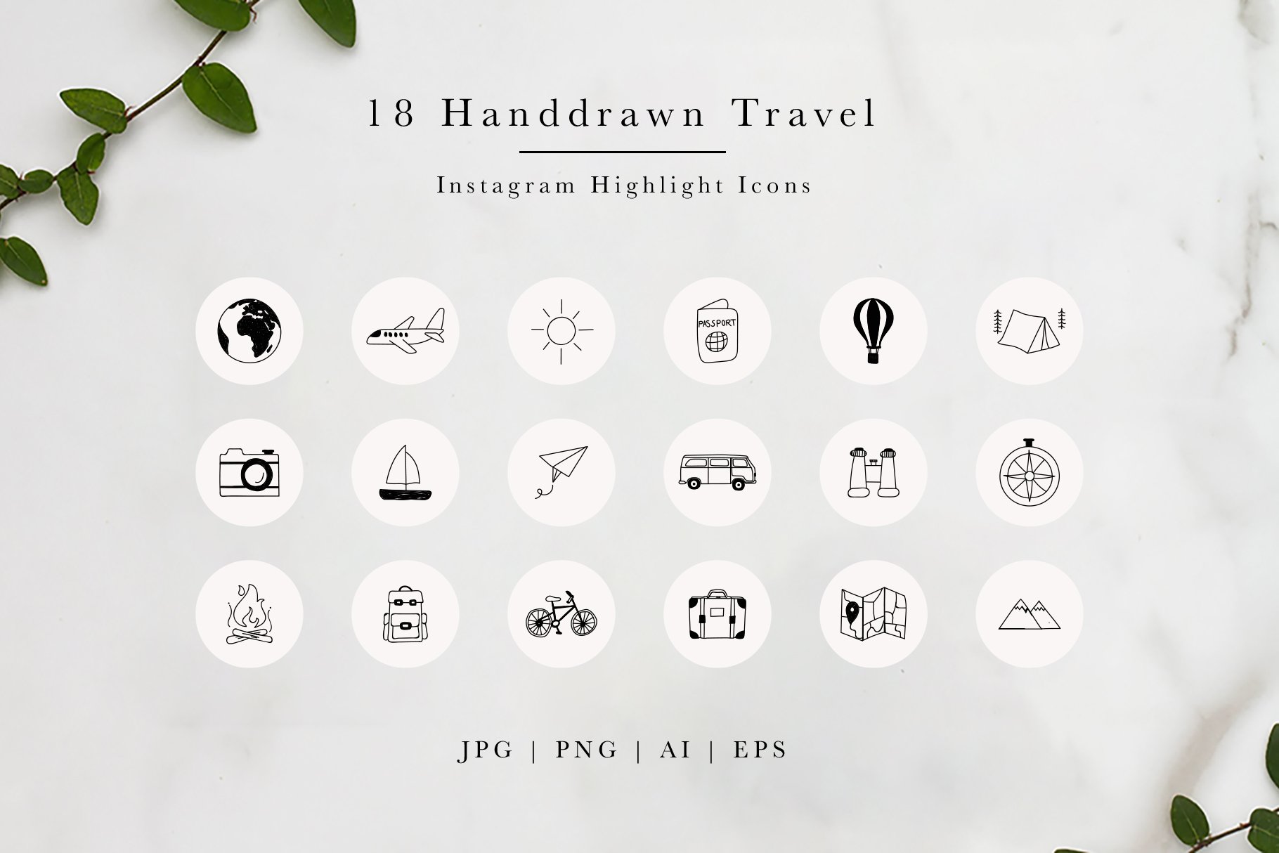 Travel Highlight Icons for Instagram preview image.