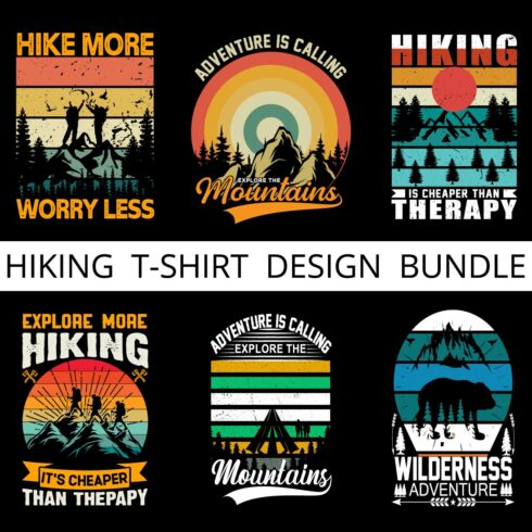 T-shirt design bundle for hiking free svg cover image.