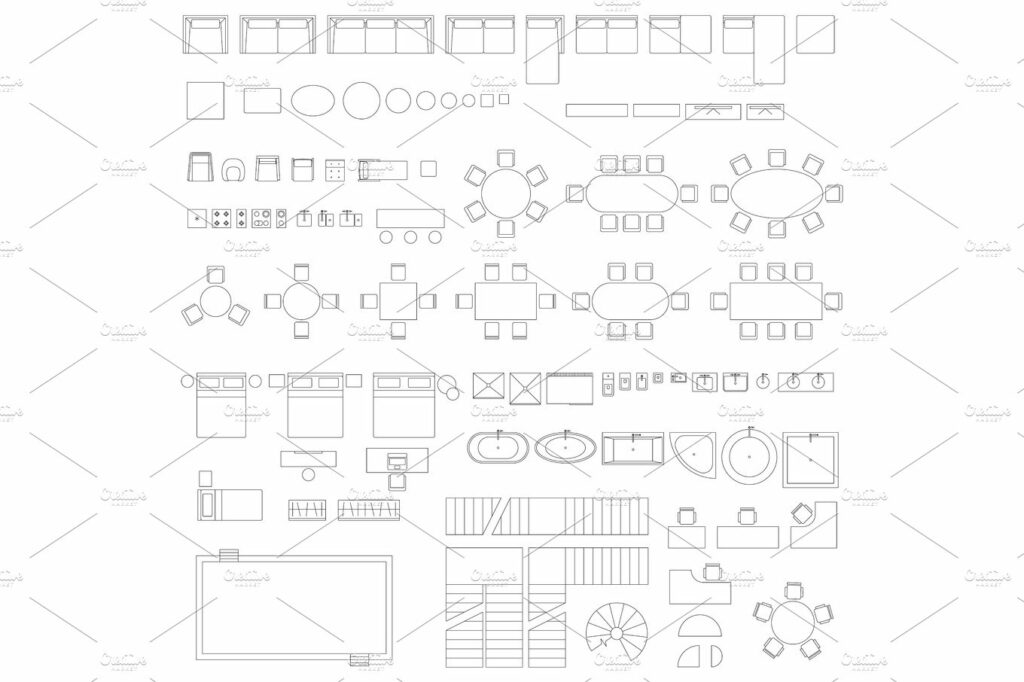 Furniture and elements line symbols – MasterBundles