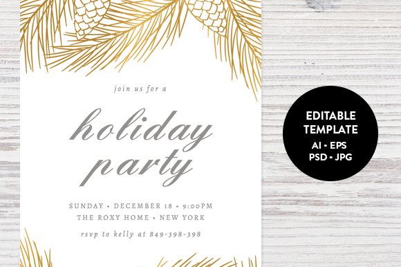 Holiday Party Invitation Template cover image.
