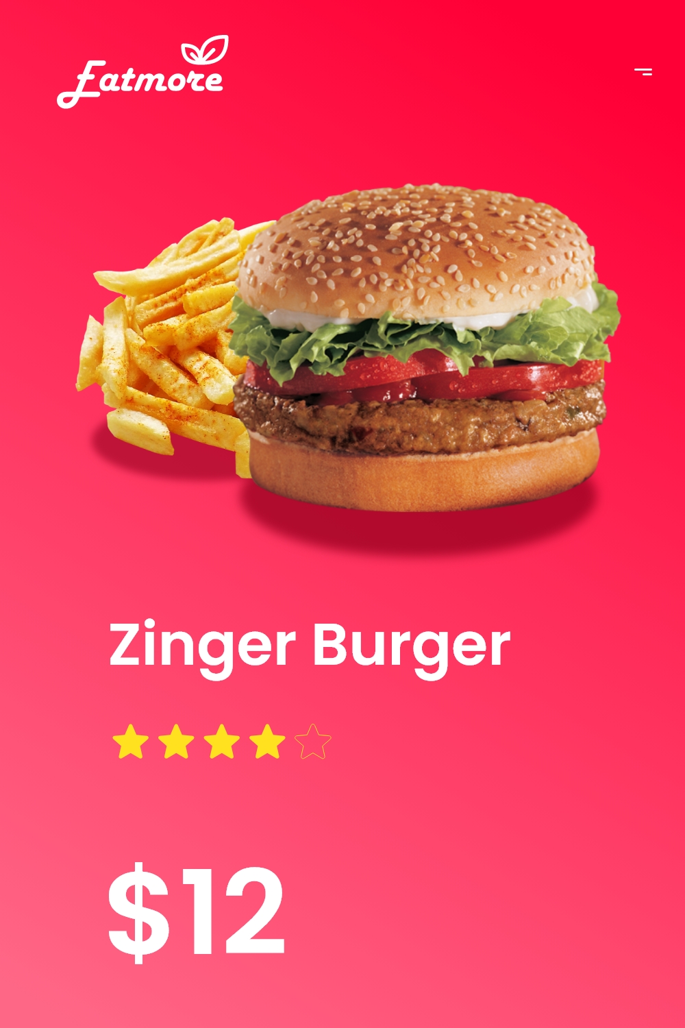 Hamburger and fries are on a pink background.