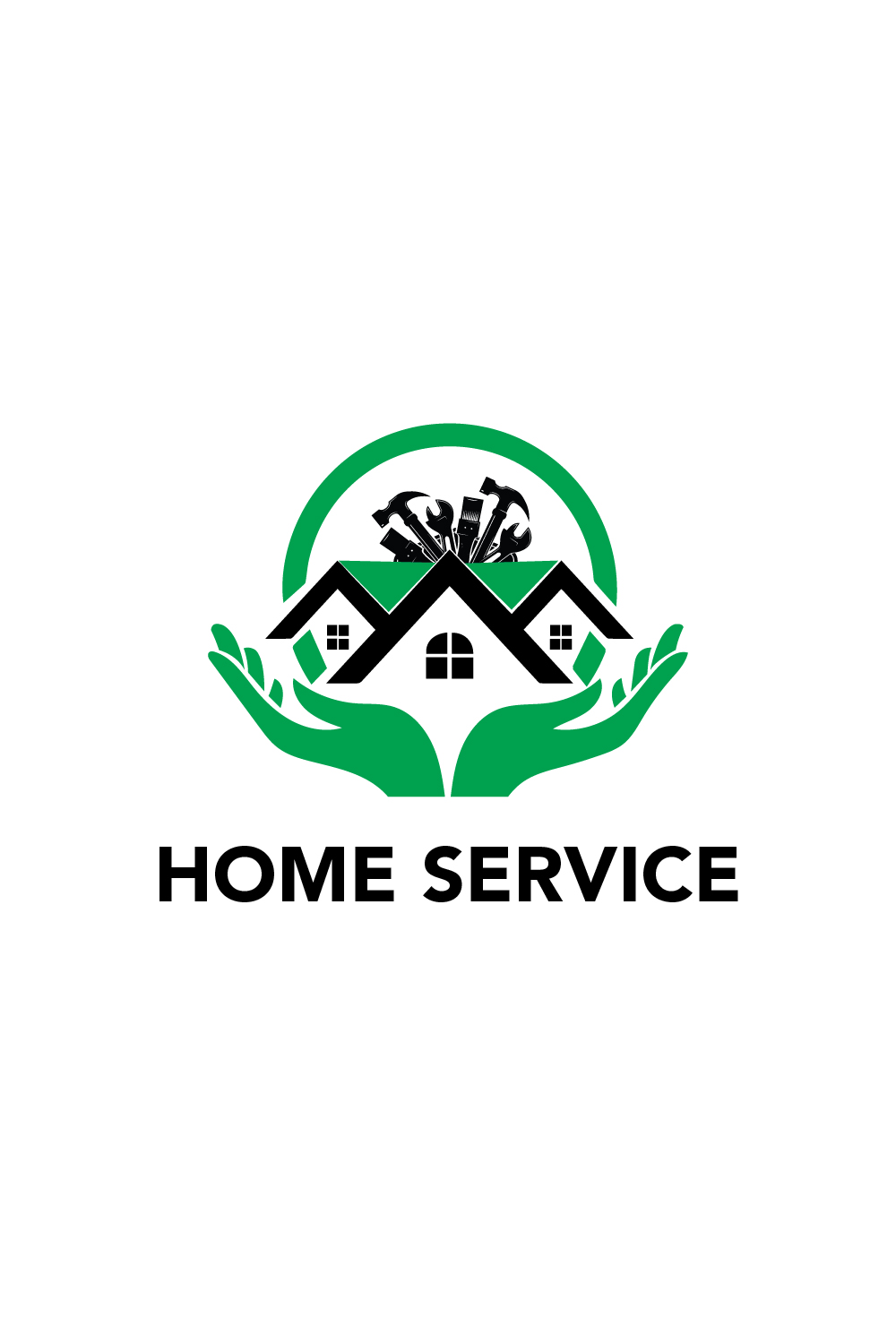 Home service logo pinterest preview image.