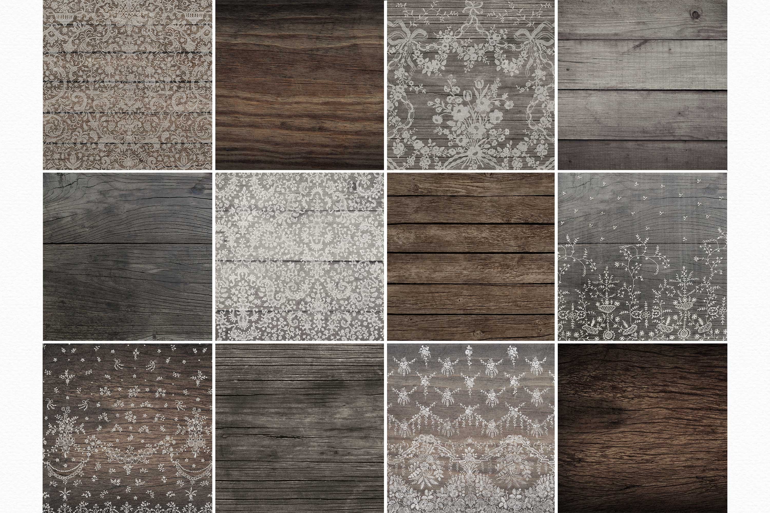 Antique Lace and Wood Textures preview image.