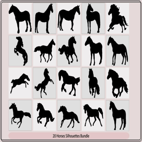 wild horses silhouette,Running horse black silhouette,Horse Icon, Vector, Silhouette,Black silhouette of horse cover image.