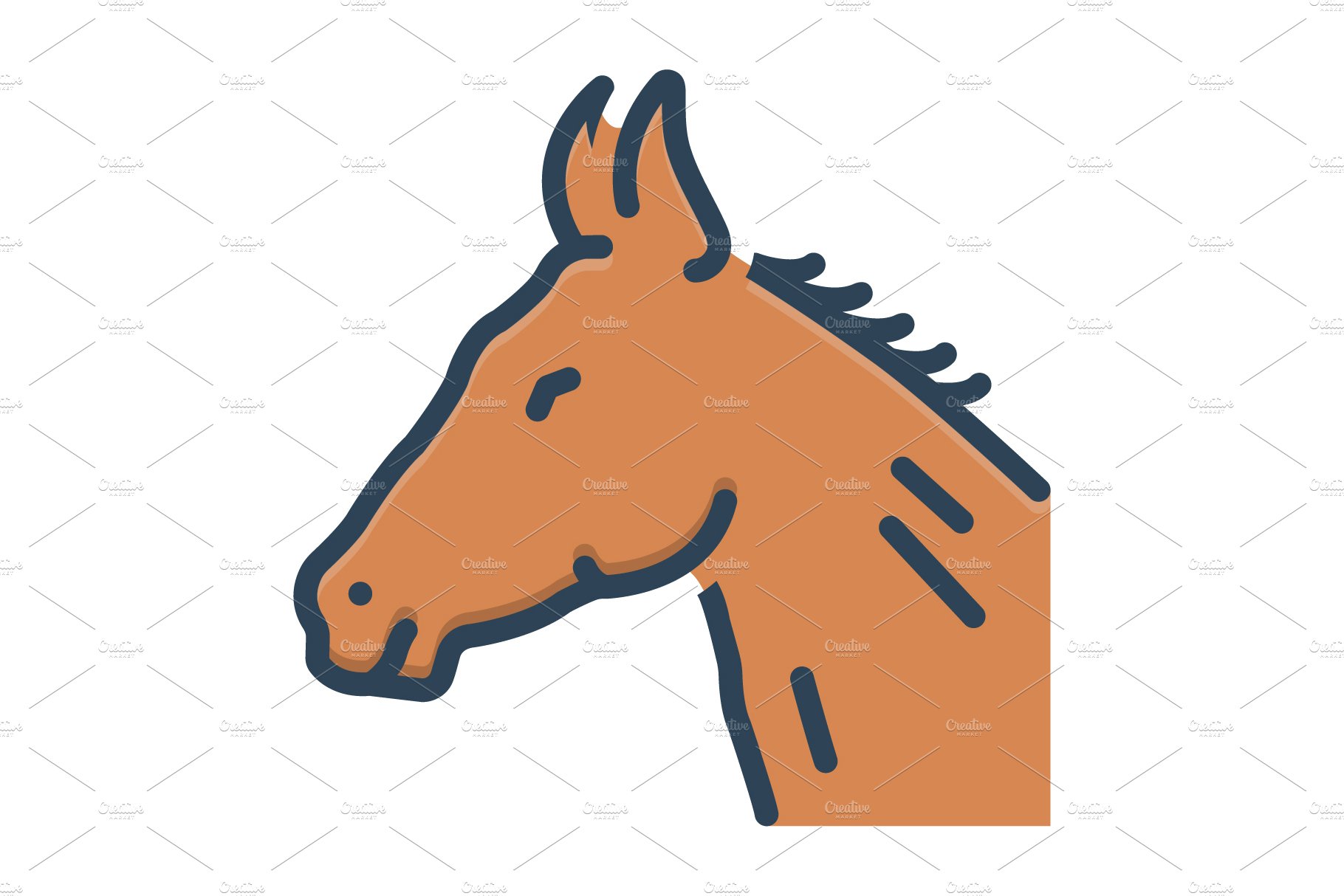 Horse steed color icon cover image.
