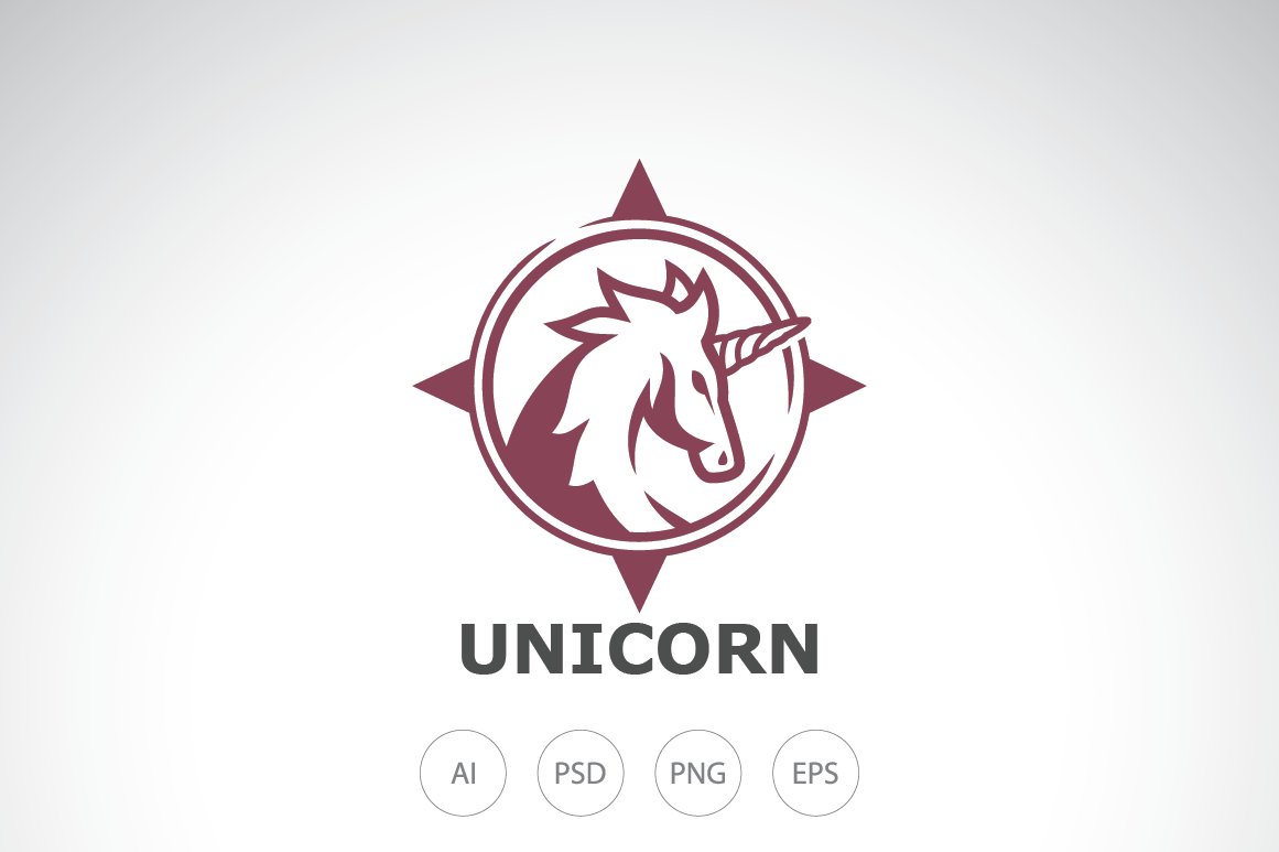 Unicorn Finder Compass Logo Template cover image.