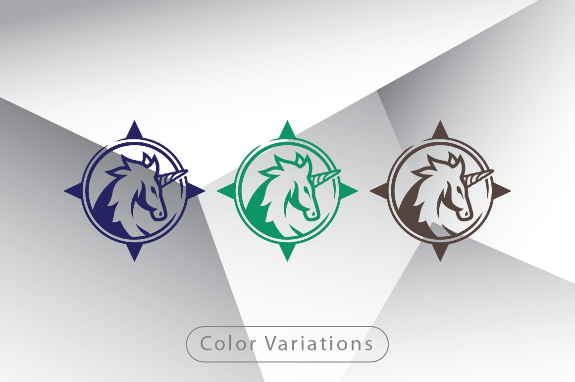 Unicorn Finder Compass Logo Template preview image.