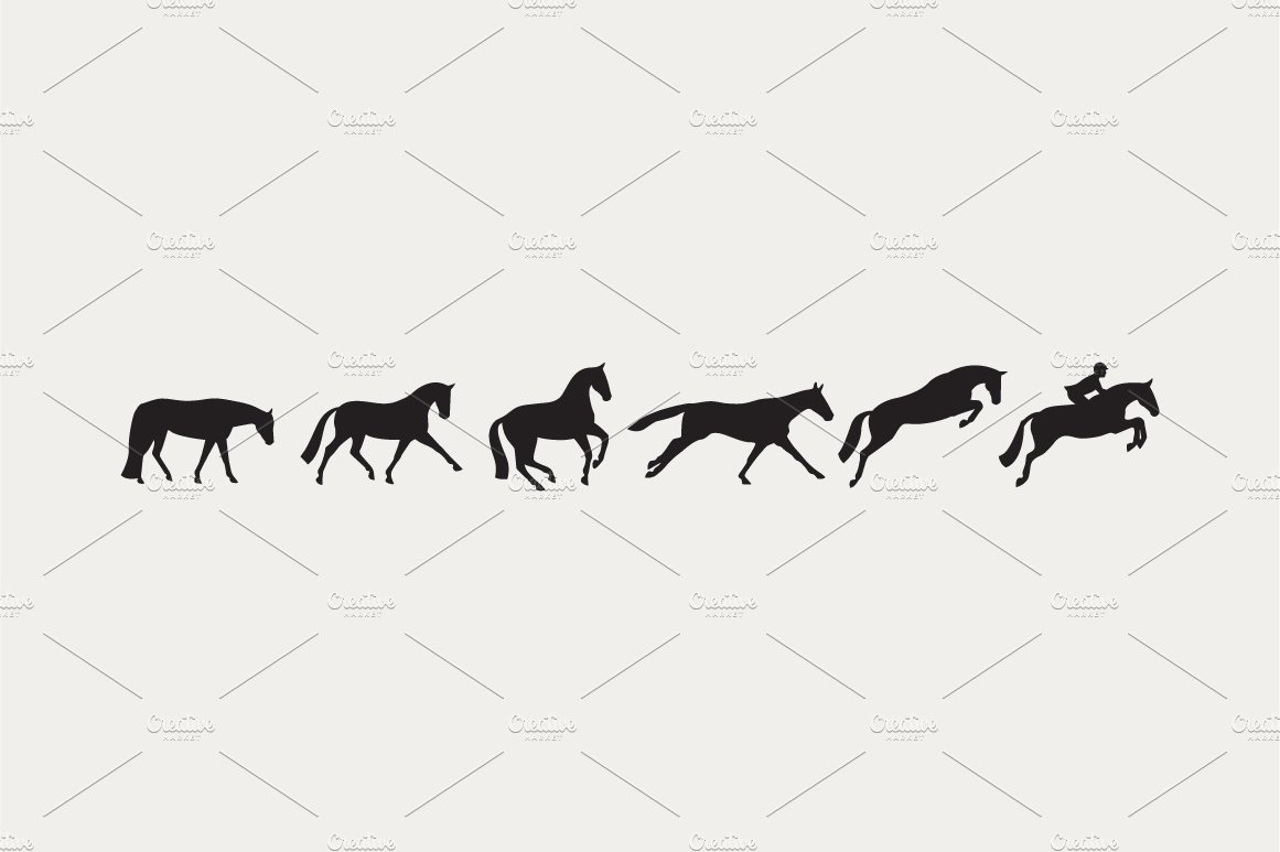 Horse Silhouette Vector Drawings cover image.