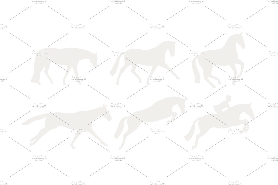 Horse Silhouette Vector Drawings preview image.