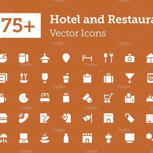 375+ Hotel and Restaurant Icons cover image.