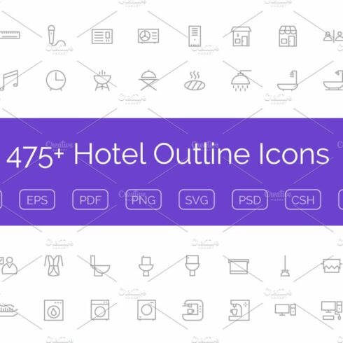 475+ Hotel Outline Icons cover image.
