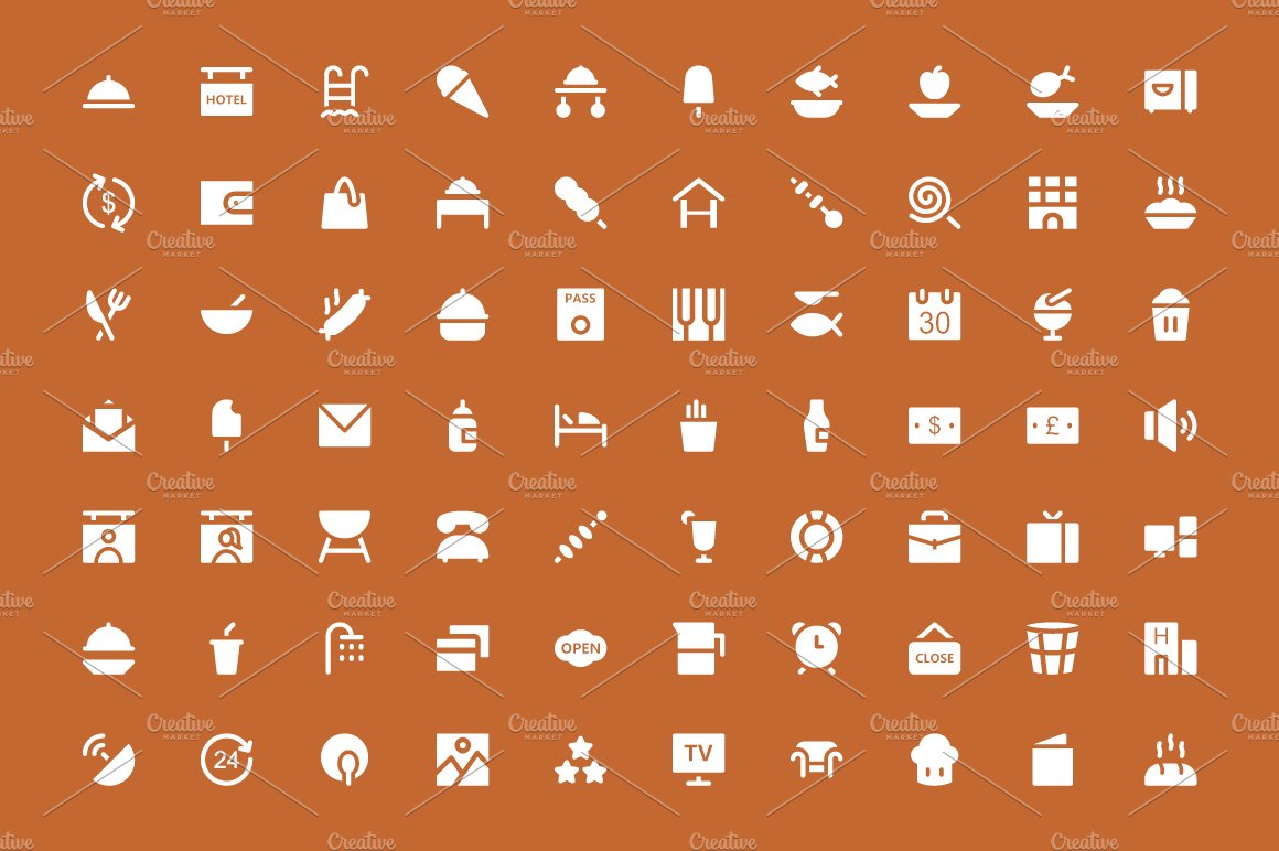 375+ Hotel and Restaurant Icons preview image.