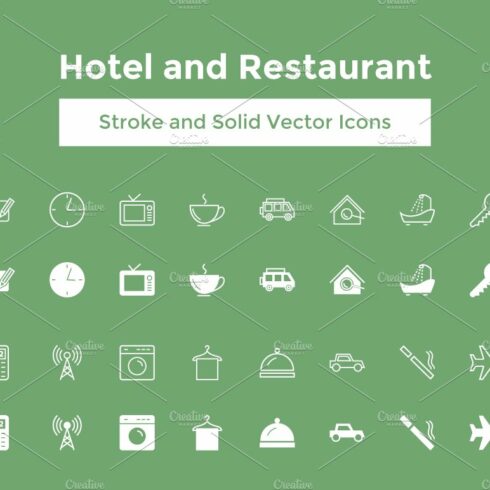 Hotel and Restaurant Vector Icons cover image.