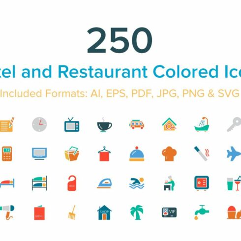 Hotel and Restaurant Colored Icons cover image.