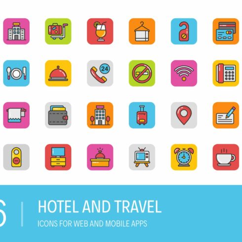 216 Hotel and Travel Icons cover image.