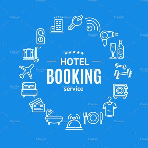 Hotel Booking Round Icons cover image.
