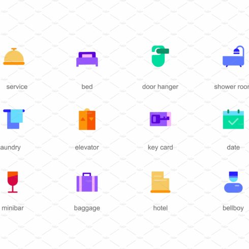 Hotel service concept of web icons cover image.