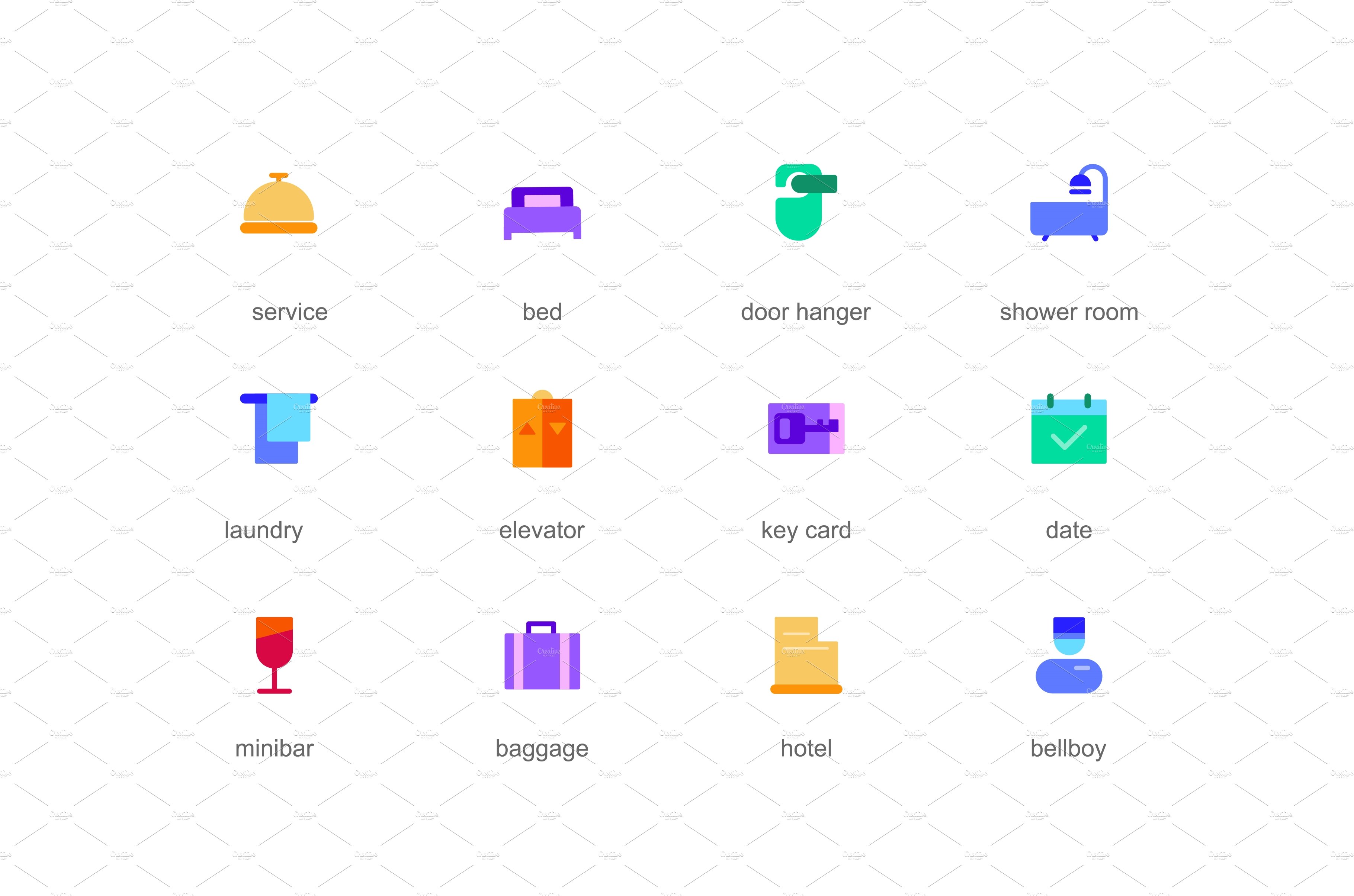 Hotel service concept of web icons cover image.