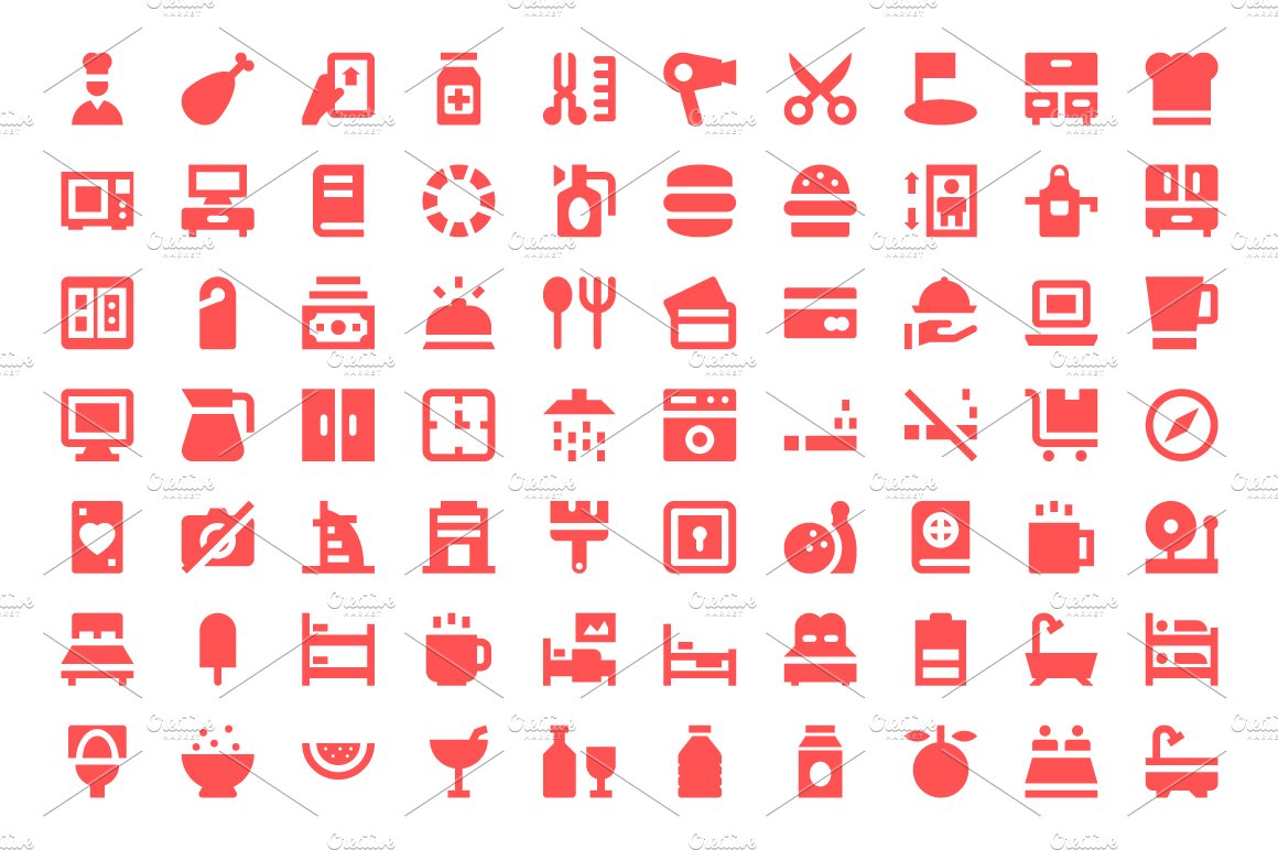 275+ Hotel Services Material Icons preview image.