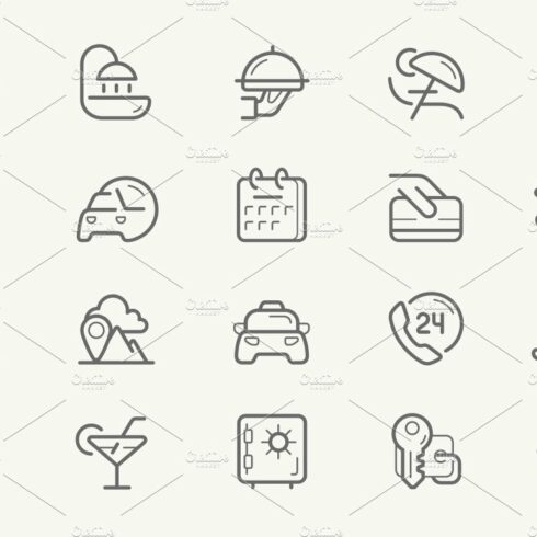 Hotel Services line icons cover image.