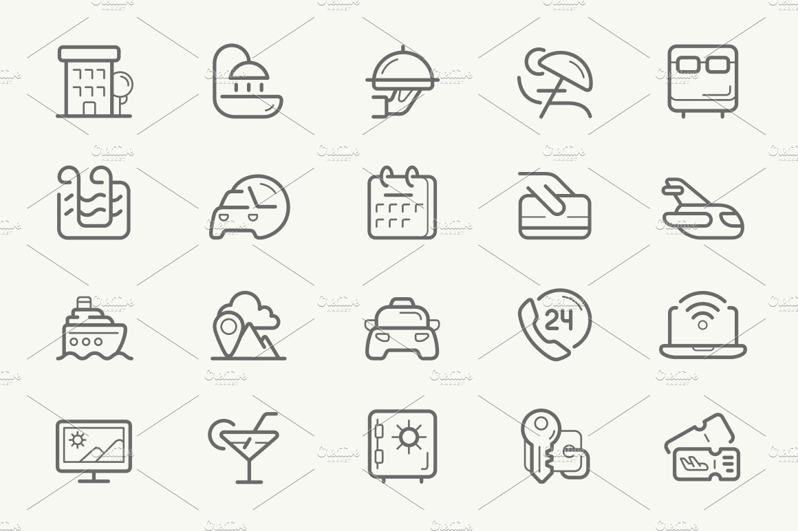 Hotel Services line icons cover image.