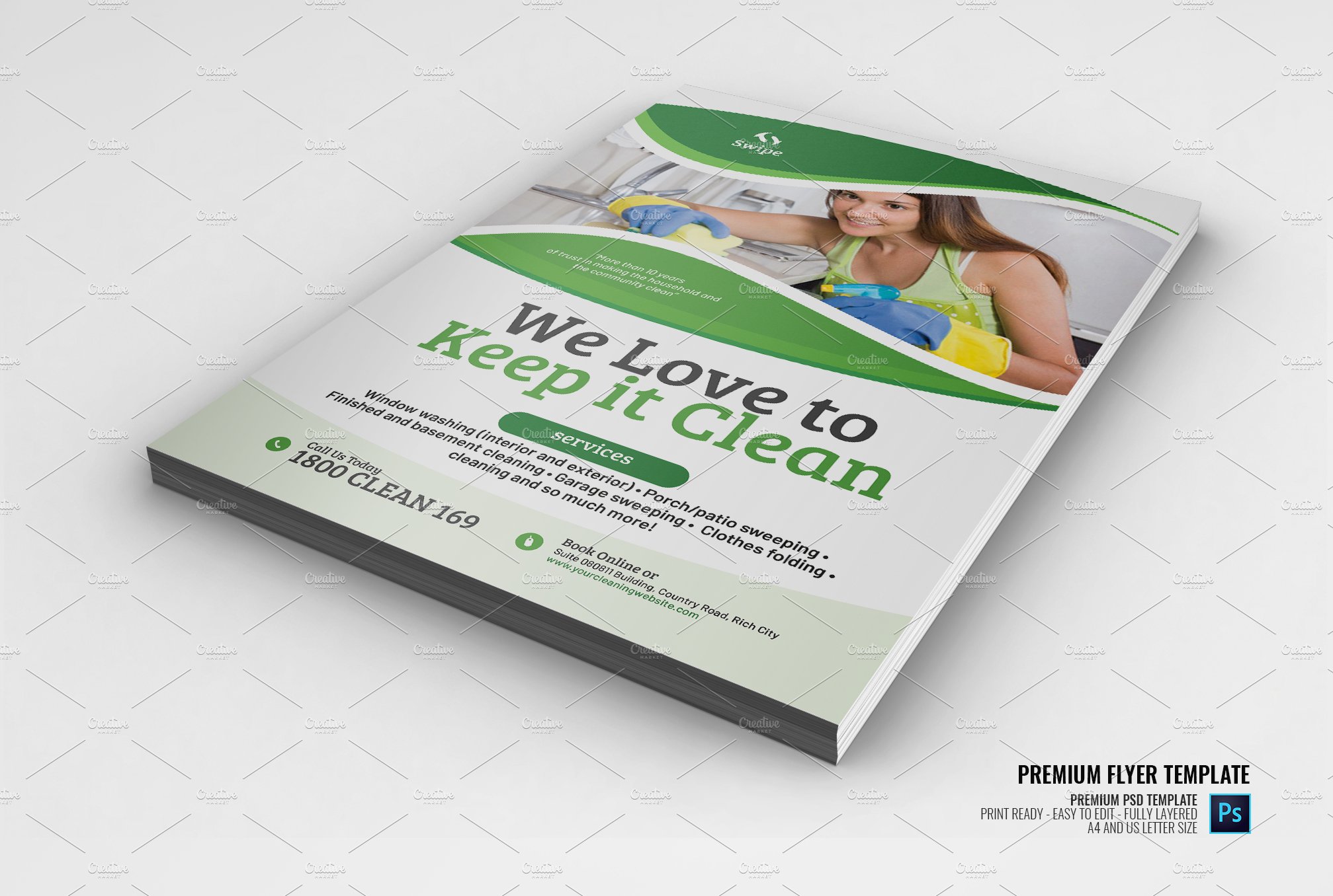 Cleaning Services Template Flyer preview image.