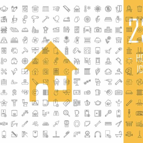 House linear icons big set cover image.