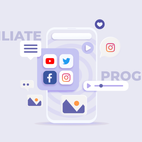 Cell phone with social media icons coming out of it.
