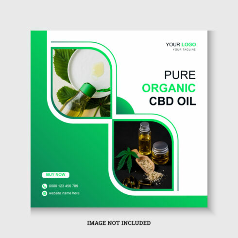 Cbd natural hemp oil social media post or instagram post banner template cover image.