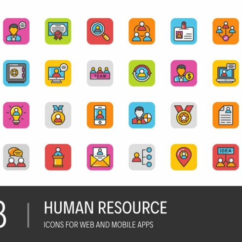 128 Human Resource Icons cover image.