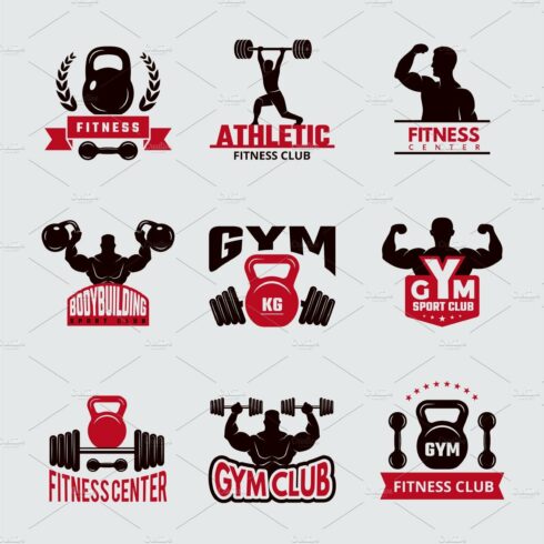 Gym fit badges. Sport fitness cover image.