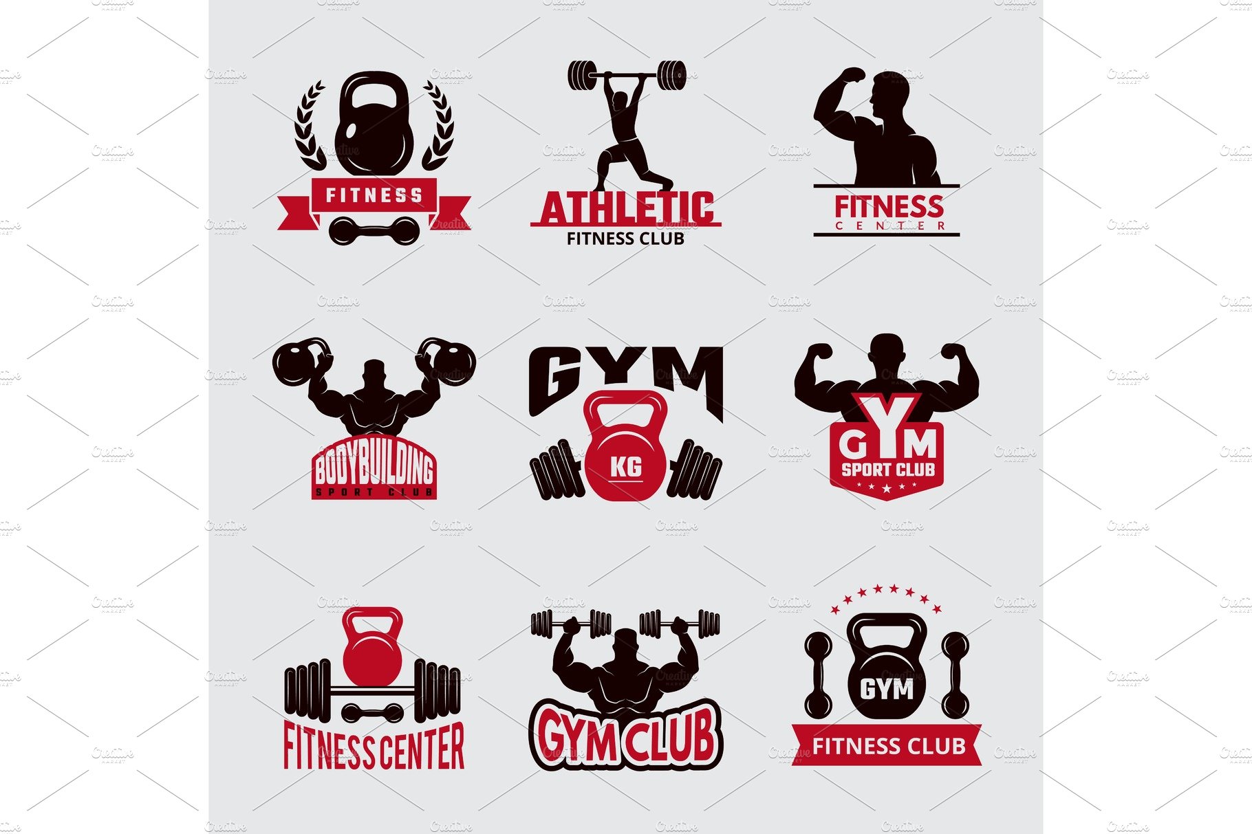 Gym fit badges. Sport fitness cover image.