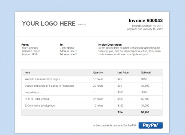 Simple HTML Invoice Template cover image.